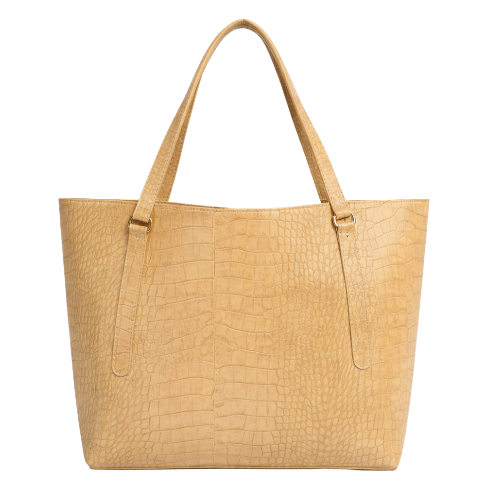 Beige Textured Tote Bag