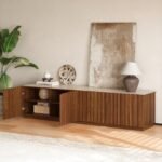 Aura 2130mm Mid-Century Modern Ash Wood Slatted - Image 3