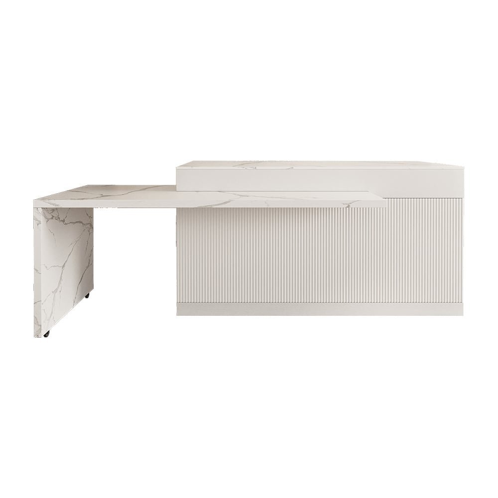 558584d2dbe00b779b48054527b7e53d.jpg Extendable Kitchen lsland Marble Pattern Top with Doors & Drawers Modern - Image 1