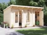 Log Cabin With Workshop Side Shed