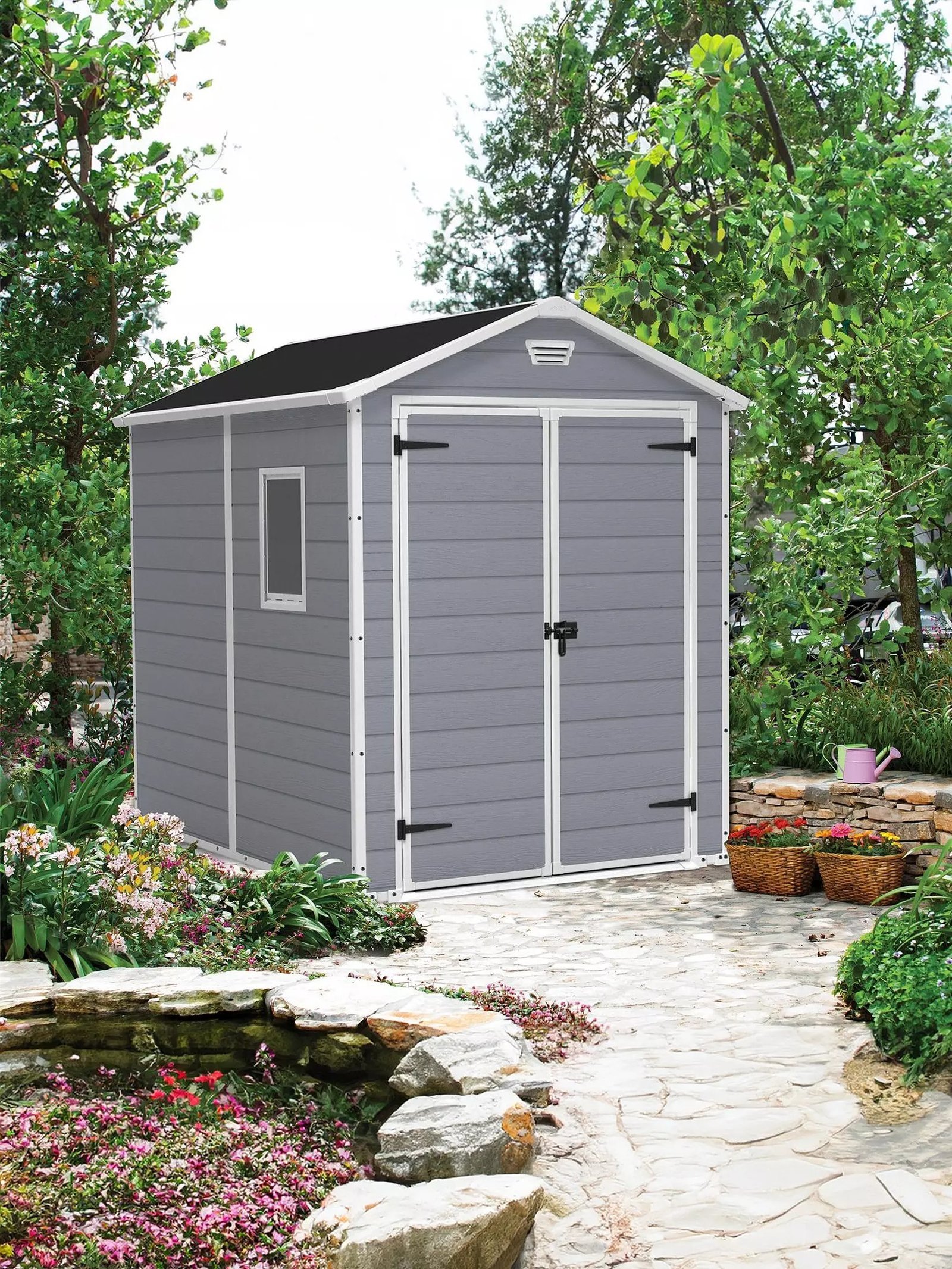 MD9DJ_SQ1_0000000005_GREY_RSr.jpg Keter Manor Shed 8' x 6 - Image 1