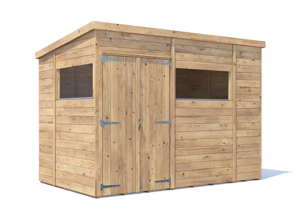 WBG-H6-Overlord-PentD-3018-Glazed.png Dunster House 10' x 6' Pent Roof Shed Fully Pressure Treated Modular Pent Shed With Window - Image 1