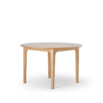 Oak Furnitureland Durham Natural Oak Round Dining Table 120cm + 4 Zola Chairs in Conway Stone Fabric with Oak leg