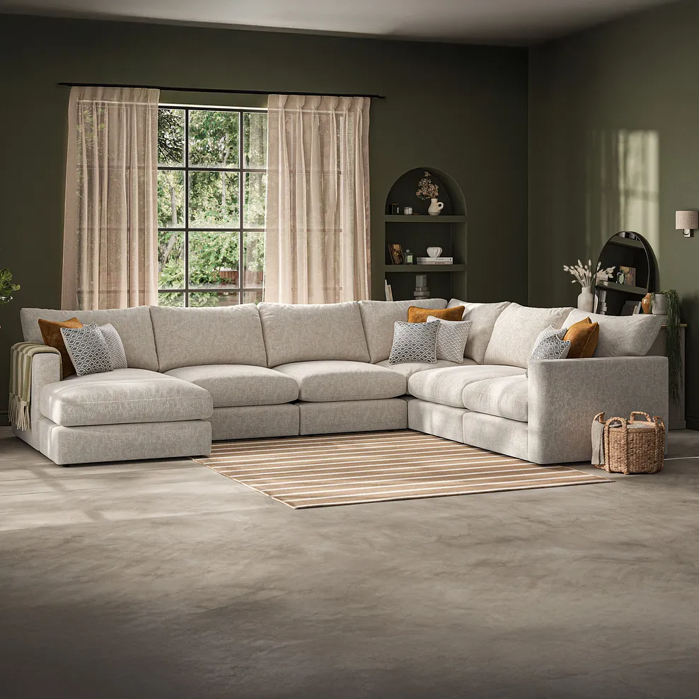 malvern-modular-6-seater-left-hand-corner-sofa-with-chaise-in-beige-fabric-group-18-6900ebfa89a29.jpg.png Oak Furnitureland Fabric Sofa 6 Seater Left Hand Corner Sofa with Chaise - Image 1