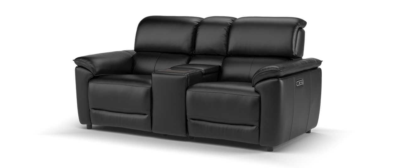 sku001788364.png the sofa shop 2 Seat Real Leather Electric Recliner Home Cinema Theatre Sofa + LED - Image 1
